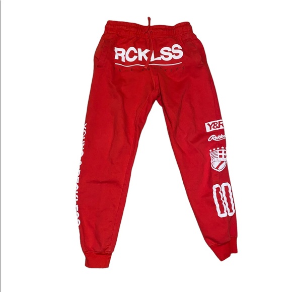 Young & reckless logo Red joggers sweat pants size large - Picture 1 of 3